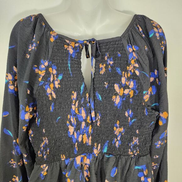 Ava And Viv Womens Top Size X Floral Sweetheart Neck Peplum Puff Sleeve Smocked - Picture 5 of 11